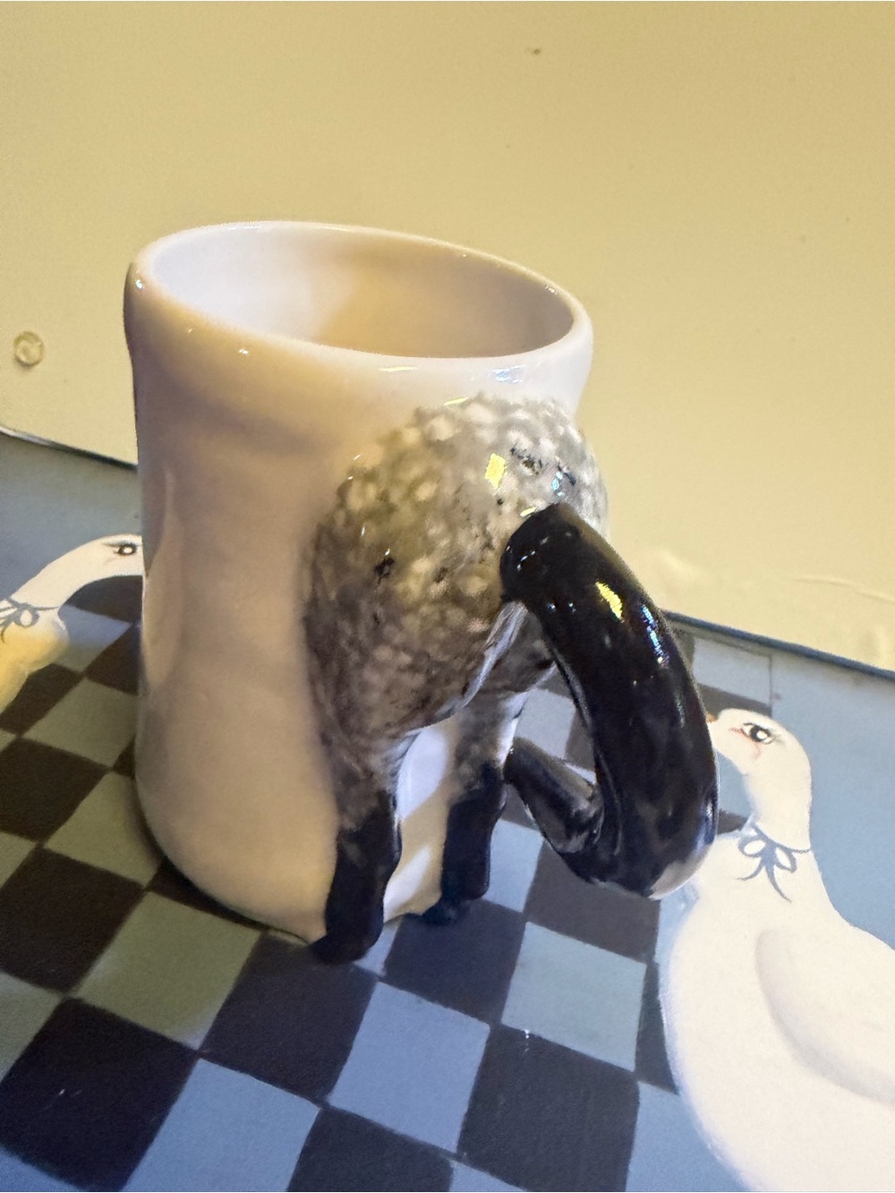 Handcrafted Ceramic Horse Mug in White and Black